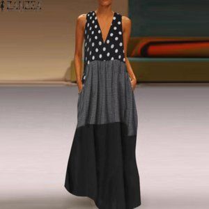 Women's Bohemian Ruffle Sundress 2021 ZANZEA Summer Sleeveless Floral Printed Ma